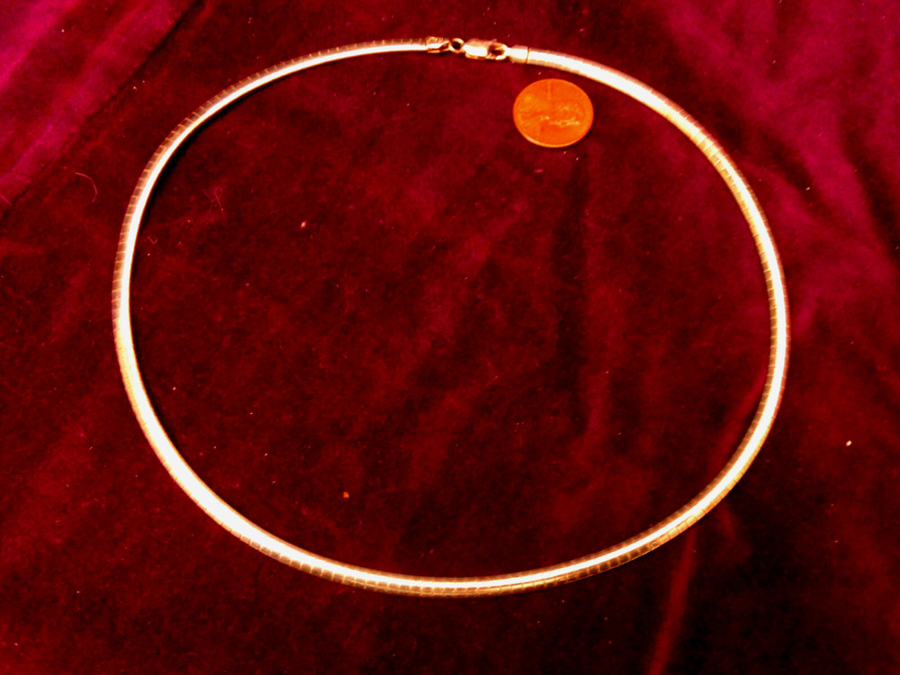Retro Sterling Silver Wide Choker Collar Necklace Slinky Flex Snake Chain 16.5"